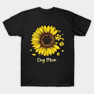 Dog Mom Shirt Tees for Women Letter Print Dog Lover Tees Sunflower Casual Short Sleeve Mom Gift Tops T-Shirt